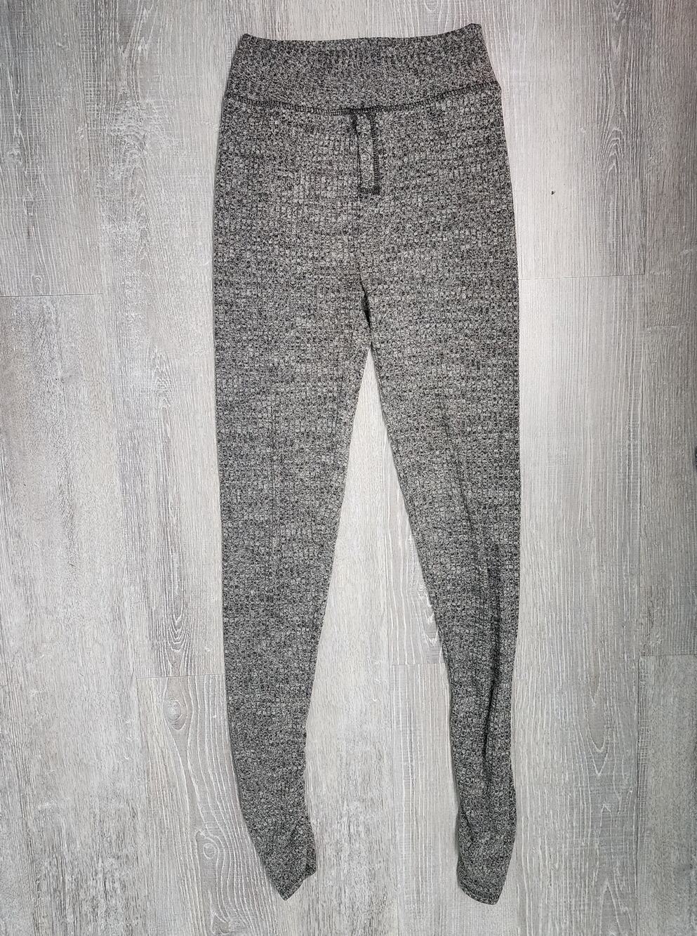 OVERSLEPT by Aerie Pointelle Legging Black Heather Ribbed Ruched  XS